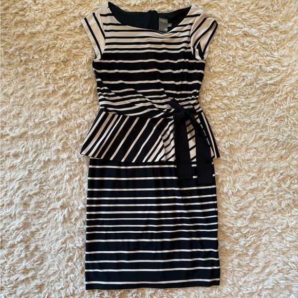 Taylor Dresses & Skirts - Taylor brand Striped Black and tan Dress Women’s size 8